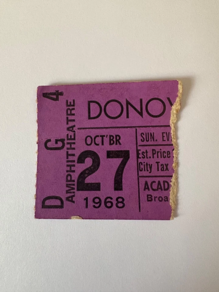 Vintage DONOVAN Concert Ticket October 27 1968 Academy of Music on Broadway PA - Image 1 of 1