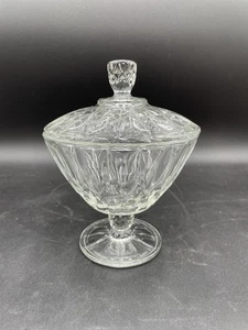 Plato de caramelo pedestal transparente con tapa patrón de punta de corona de anclaje vintage - Imagen 1 de 8