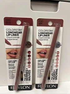 LOT of 2 Revlon ColorStay Lip liner - Mauve # 660 & Nude #630 - Picture 1 of 3