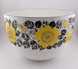 Arabia Finland Kaj Franck Wild Rose Yellow Flowers Enamel Finel Bowl 1950’s - Picture 1 of 9