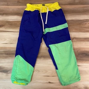 Nike Flight Nylon Track Parachute Pants Mens Large Yellow Blue Green Lined - Picture 1 of 11