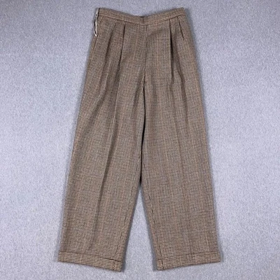 VTG Ralph Lauren Pants Womens Size 10 Brown Houndstooth Pleated Made in USA - Image 1 of 4