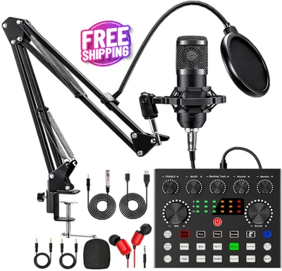 Kit de Micrófono BM800 con Cambiador de Voz V8s para Podcast y Streaming - Image 1 of 4