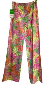 New Lilly Pulitzer Pants Size 6 Wide Flare Leg Suzanna Guava Green Bottom's Up - Picture 1 of 17