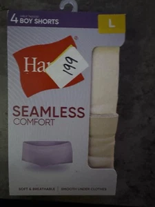 Hanes Girl's Tween Boyshort Underwear Large Seamless Comfortable Neutrals 4 Pack - Picture 1 of 3