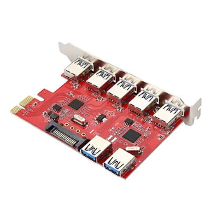 PCI-E To 5 Port USB 3.0 And 2 Port USB 3.0 Built In RJ45 1Gbps VIA Expansion Boa - Afbeelding 1 van 8