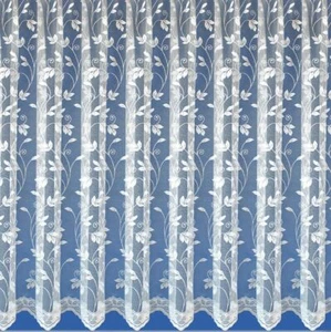 LEAFY CORSICA WHITE NET CURTAINS MADE TO ANY DROP (20" - 90") *SOLD BY THE METRE - Picture 1 of 2