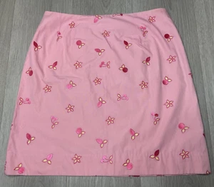Vintage Lilly Pulitzer Skirt Women 6 Pink Paris Sorbet Cherry Embroidered Pencil - Picture 1 of 8