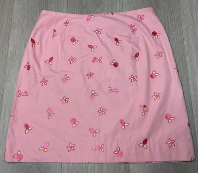 Falda Vintage Lilly Pulitzer Mujer 6 Rosa Paris Sorbete Cereza Bordado Lápiz Foto 1 de 4