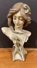 Art Nouveau Bust Of Woman shop display C. Hennecke Co. SIgned AOC Ramierz