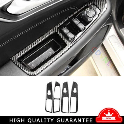 Cubierta de interruptor de panel de elevación de ventana de fibra de carbono de vinilo para Ford Edge 18-21 4 piezas Foto 1 de 4