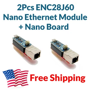 2 Stück Ethernet Shield mit Nano Clone LAN Netzwerk Modul Arduino Mini Adapter SPI - Bild 1 von 6