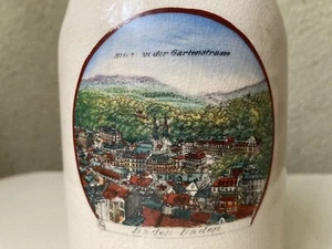 Alter Bierkrug Baden Baden Blick von der Gartenstrasse mit 0,5 Liter Eichstrich - Bild 1 von 6