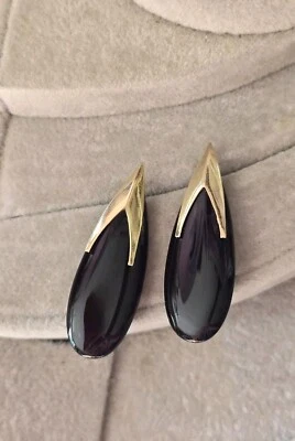 $489 Ross Simons Oro Amarillo 14k Ónix Negro 1.25" Largo Pendientes Lágrima Foto 1 de 4