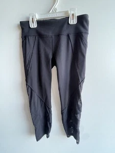 Ivivva By Lululemon Leggings Girls Size 10 Black Mesh Capri - Picture 1 of 2