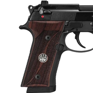 Beretta 92X Full Size Grips Turkish Walnut Wood Grip New SET Handmade Metal Logo - Picture 1 of 13