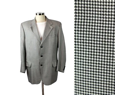 Blazer Vintage Pata de Gallo 44S Negro Blanco Lana Mezcla Seda Chaqueta Abrigo Deportivo Foto 1 de 4