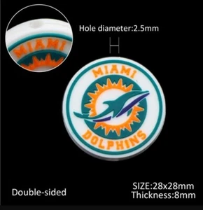 5 pc. Dolphins Miami Football Silicone Focal Bead, Beadable accessories - Picture 1 of 1