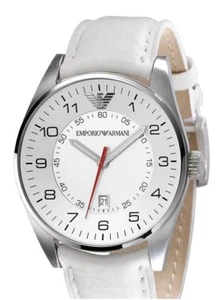 Armani AR5862 Herren Weiß Leder Armband Uhr Neu Ohne Box - Bild 1 von 10