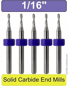 Fresa terminale 1/16" due flauti in carburo CINQUE pezzi Gambo 1/8" taglio UP estremità quadrata UMT114 - Foto 1 di 4