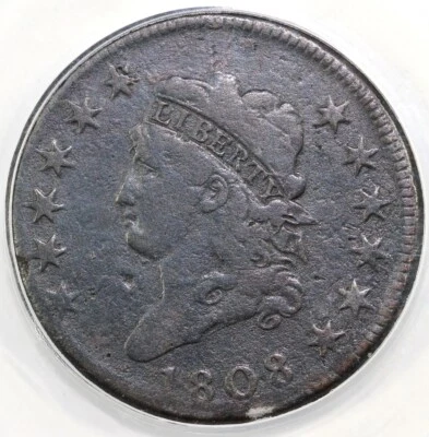 1808 1c S-277 12 Stars Classic Head Large Cent ANACS VG 10 Details Corroded - Image 1 of 4