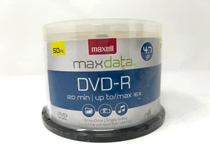 Maxell maxdata DVD-R 120 Min 4.75gb 50pk Write Once Single- Brand New & Sealed - Picture 1 of 4