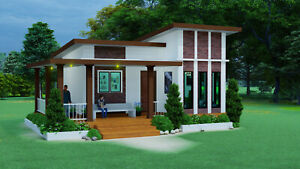 Custom Tiny Modern House Plans 754 sq.ft - 1 Bed & 1 Bath Room with CAD File