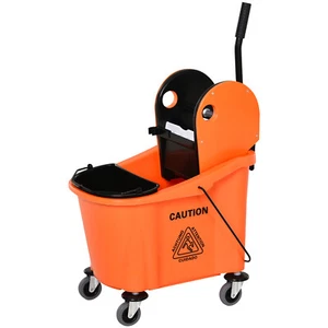 HOMCOM Secchio Mocio Professionale 36L Strizzatore Manuale e 2 Secchi Arancione - Foto 1 di 10