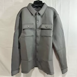 Boohoo Man Neoprene Over Button Up Shirt In Grey Size Large - Picture 1 of 6