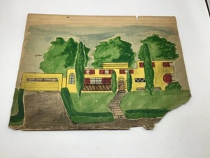 original 1940's unsigned David Baynton childs art work: MODERN HOUSE so cool - Picture 1 of 3