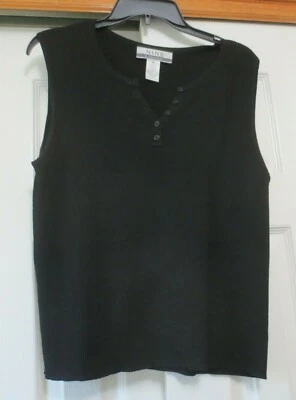 Suéter tejido sin mangas Nine & Company negro talla XL rayón y nailon Foto 1 de 4