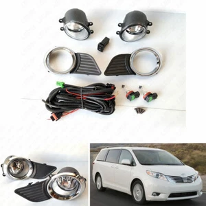 Front Driving Fog Light Kit Fit 11-17 Toyota Sienna Clear Lens Bezel Switch Wire - Picture 1 of 9
