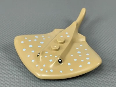 LEGO Dark Tan Manta Ray Stingray Black Eyes Medium Blue Dots Deep Sea Explorers - Image 1 of 4