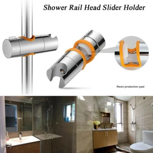 Universal Adjustable Bath Shower 18-25mm Rail Head Slider Holder Bracket Chrome - Picture 1 of 9