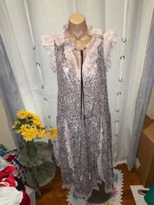 Coach Maxikleid Gr. 4 Damen taupe/silber metallic Spitze Rüschenbesatz neu mit Etikett $ 895 - Bild 1 von 11