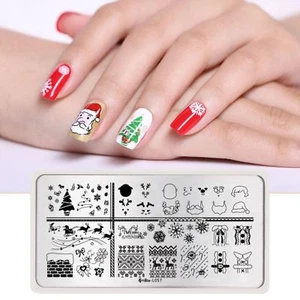 Christmas Deer Elk Santa Claus DIY Nail Art Stamping Image Plate Stencil L057 - Picture 1 of 4