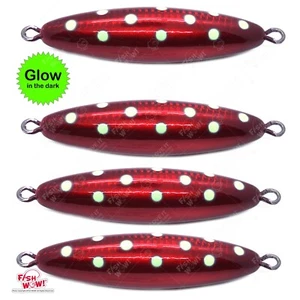 4pcs tuna Eddie Bomb 450g Through wire Bluefin Vertical fat heavy knife Glow Red - Picture 1 of 7