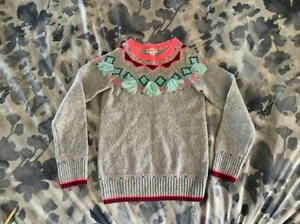 Cat & Jack Fair Isle Tassel Sweater Girls Size M 7/8 Neon Sparkle Pullover Gray - Picture 1 of 9