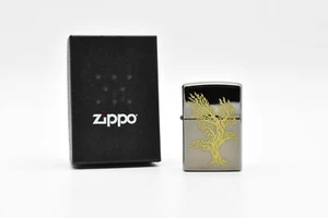 Zippo Accendino "Eagle Tree" Accendino a Benzina Cromo Lucido Nero #44 - Foto 1 di 5