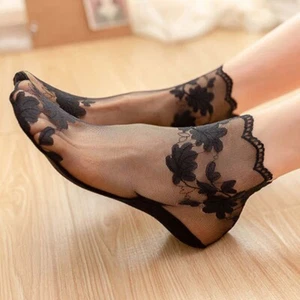 2 PARES NUEVOS Calcetines de Encaje Invisible Hojas para Mujer Delgados Damas Encaje Calcetines No Deslizantes - Imagen 1 de 10