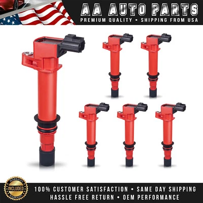 6 Red Performance Ignition Coil for Dodge Dakota 2004-2008 3.7L V6 Replace UF270 - Image 1 of 4