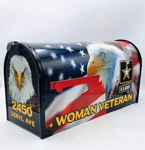 Woman Veteran Custom Mailbox, Patriotic Labor Day Gift For Mom - Picture 1 of 11