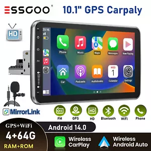 10.1 inch Rotatable 1 DIN Android 14 Touch Screen Car Radio Stereo GPS RDS 4+64G - Picture 1 of 12