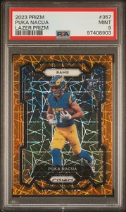 Panini Prizm #357 2023 Puka Nacua Rams Lazer Prizm PSA 9 - Imagen 1 de 2