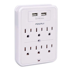 Protector Sobretensión 6 Enchufes Conector USB Múltiples Corriente Cargar Moviles - Imagen 1 de 7
