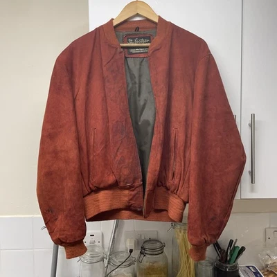 Vintage 70s 80s Sears The Leather Shop Brown Suede Leather Jacket 44 Reg Butch - Image 1 of 4