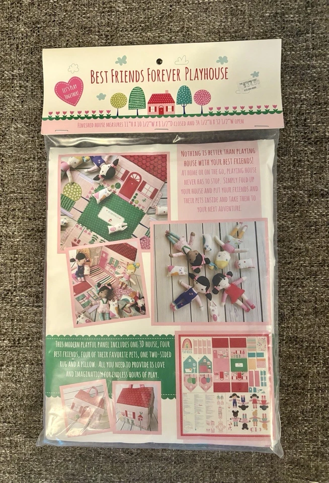 Rare, Stacey Hsu Best Friends Forever Playhouse Kit, Moda Fabric, House 4 Dolls - Image 1 of 4