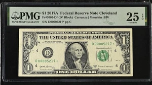 2017 A $1 Bill Fancy Low Serial Number Star Note  PMG Graded  - Picture 1 of 2