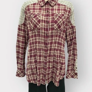 Free People Blouse Women Small Red White Plaid Coastal Cowgirl - Picture 1 of 12