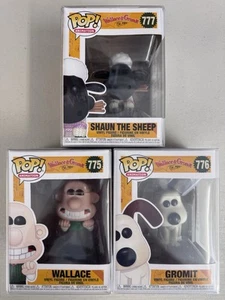 Wallace 775, Gromit 776 & Shaun the Sheep 777 ~ Funko Pop Vinyl + FREE PROTECTOR - Picture 1 of 7